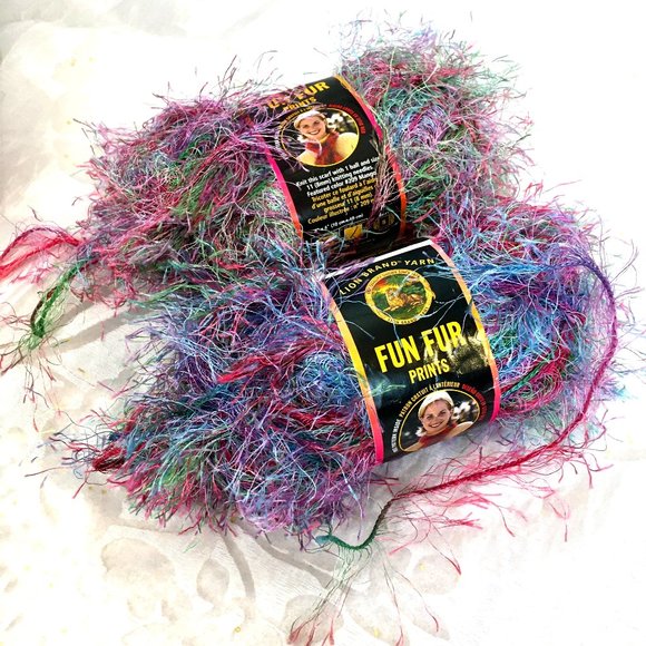 Tropical Eyelash Yarn Fun Fur Lion Brand Yarn Bundle of 2 - Picture 1 of 5